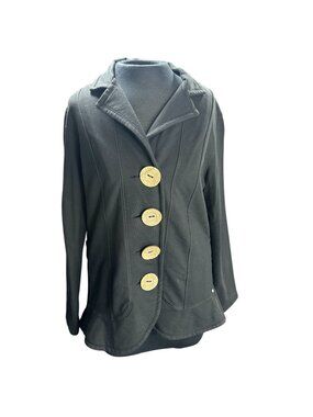 Neon Buddha Womens Black Jacket With Large Button Accents Long Sleeves Size L
